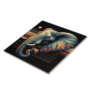 Levendig pattereerde olifant bij zonsondergang tegeltje