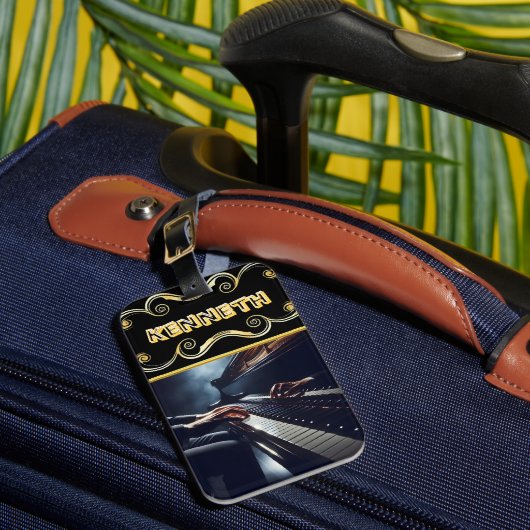 Levendig Piano Design op Elegant Bagagelabel (Voorkant Insitu 1)