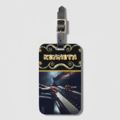 Levendig Piano Design op Elegant Bagagelabel (Voorkant (verticaal))