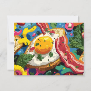Levendig Pop Art Abstract Patroon van Eieren en Ba Briefkaart