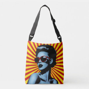 Levendig Pop Art Vrouw Portret Crossbody Tas