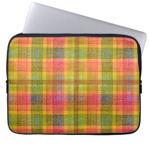 Levendig potlood kleur geruite patroon laptop sleeve