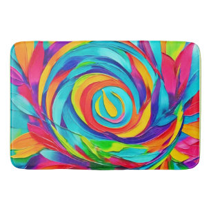Levendig psychedelisch bloemenspiraalschilderij badmat
