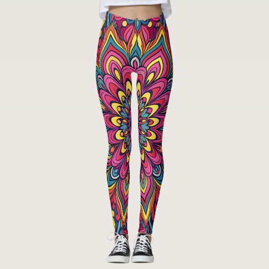 Levendig psychedelisch patroon leggings (Voorkant)