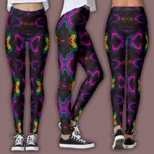 Levendig Psychedelisch Patroon Neon Kaleidoscoop Leggings