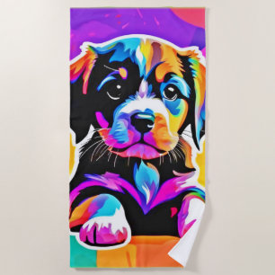 Levendig Puppy kunstwerk Strandlaken