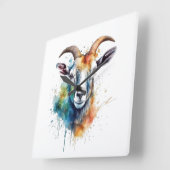 Levendig Rainbow Goat Portret Vierkante Klok (Hoek)