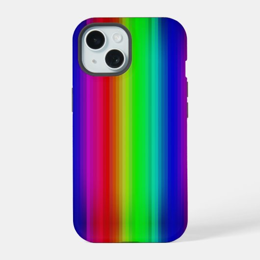 Levendig Rainbow Paint Stripe Line Patroon iPhone 15 Hoesje (Achterkant)