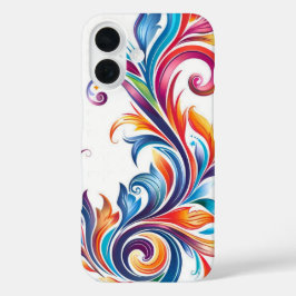 Levendig Regenboog Barok Krulwerk Bloemmotief iPhone 16 Hoesje