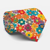 Levendig Retro Jaren 60 Madeliefje Flower Power Pa Stropdas (Opgerold)