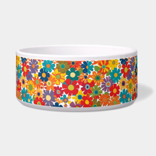 Levendig Retro Jaren 60 Madeliefje Flower Power Pa Voerbakje