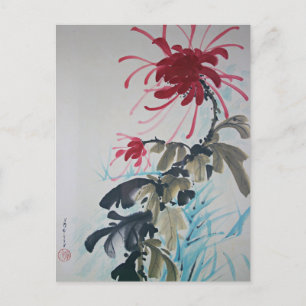 Levendig rood aangrijpscherm briefkaart