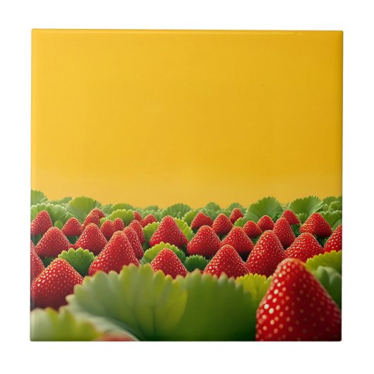 Levendig Rood Aardbeiveld Tegeltje (Voorkant)