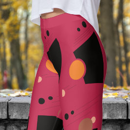 Levendig rood Abstract patroon Leggings