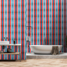 Levendig rood, blauw en roze strepen M-size patroo