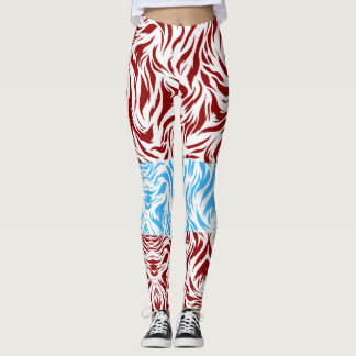Levendig Rood en Blauw Abstracte Draai Patronen Br Leggings