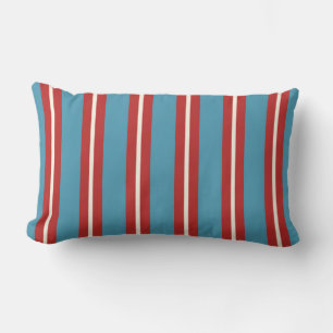 Levendig rood en blauw gestreept patroon modern on kussen