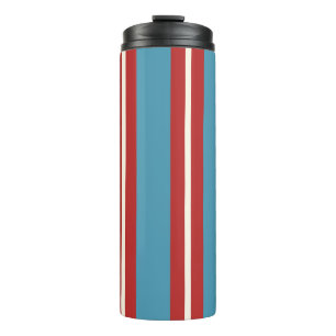 Levendig rood en blauw gestreept patroon modern on thermosbeker