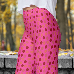 Levendig rood en Roos Bonbon Red Polka Dot Pattern Leggings