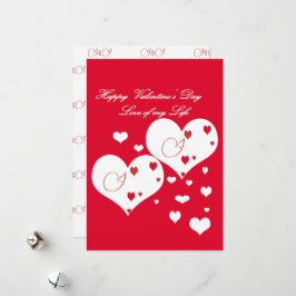 Levendig rood en wit hart liefde voor mijn leven feestdagenkaart