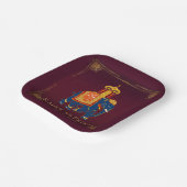 Levendig rood goud mandala indiaanse bruiloft papieren bordje (Gebogen)