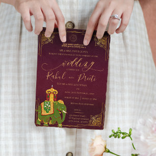 Levendig rood goud met Lord Ganesh Indiase bruilof