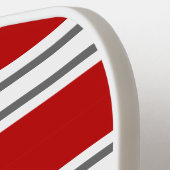 Levendig Rood & Grijs Modern Gestreepte Monogram Pickleball Paddle (Links Detail)
