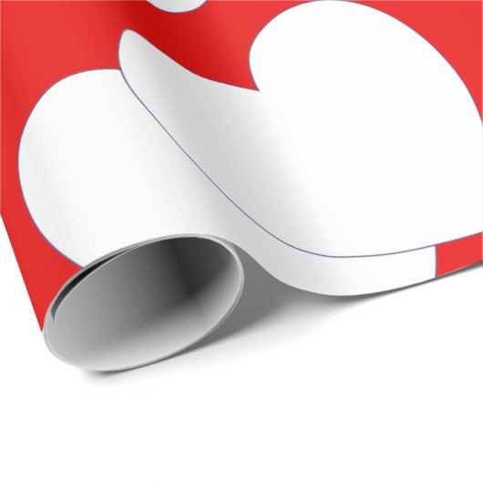 Levendig rood omslagpapier met groot wit hart cadeaupapier (Rol Hoek)