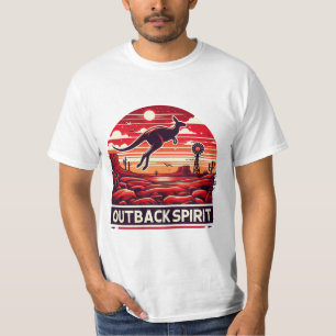 Levendig Rood Retro Woestijn Kangoeroe Outback T-shirt