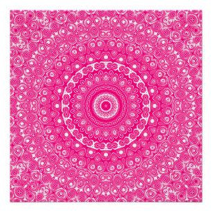 Levendig Roos Roze Mandala Patroon Perfect Poster