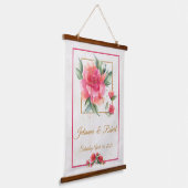 Levendig roos tuinbudget huwelijkgeheugen hangend wandkleed (Gebogen)