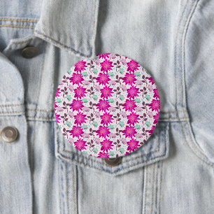 Levendig Roze Bloemmotief Krachtige Moderne Bloe Ronde Button 4,0 Cm