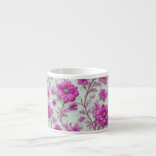 Levendig Roze Bloempatroon Met Magenta Bloemen Espresso Kop