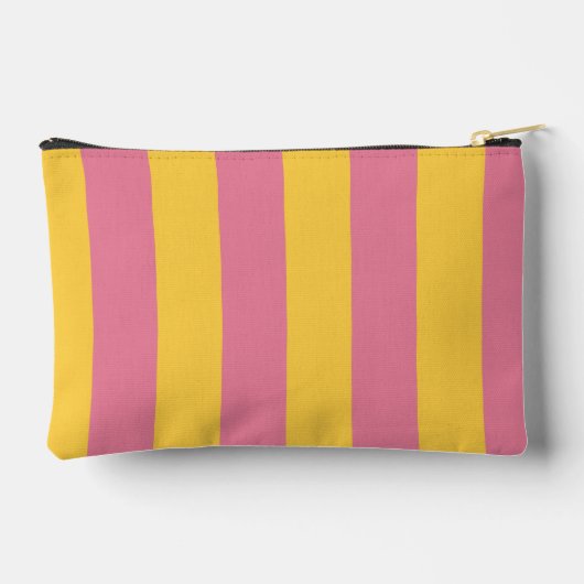 Levendig roze en geel verticaal gestreept patroon etui (Achterkant)