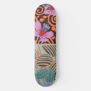 Levendig Roze en Oranje Spiraal Bloem Decoratie Skateboard