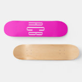 Levendig Roze en Wit Drie Letter Monogram Skateboard (Horizontaal)