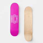 Levendig Roze en Wit Drie Letter Monogram Skateboard (Voorkant)