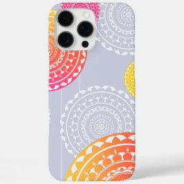 Levendig Roze Geel Random Mandala op Blauw iPhone 16 Pro Max Hoesje