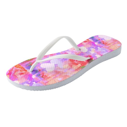 Levendig roze hartje paar Teenslippers (Schuin)