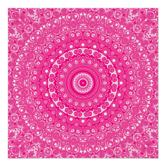 Levendig roze mandala patroon perfect poster (Voorkant)