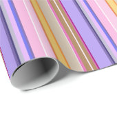 Levendig roze mauve citroen gestreept inpakpapier (Rol Hoek)