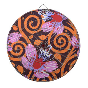 Levendig Roze & Oranje Draaikolk Art Deco Bloem Dartbord