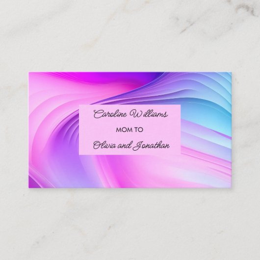 Levendig roze paarse blauwe wervelingen moeder aan contactkaartje (Voorkant)