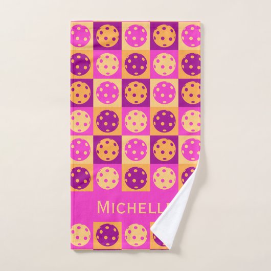 Levendig roze pickleball patroon handdoek (Handdoek)