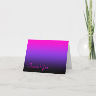 Levendig roze, violet en zwarte ombre bedankkaart
