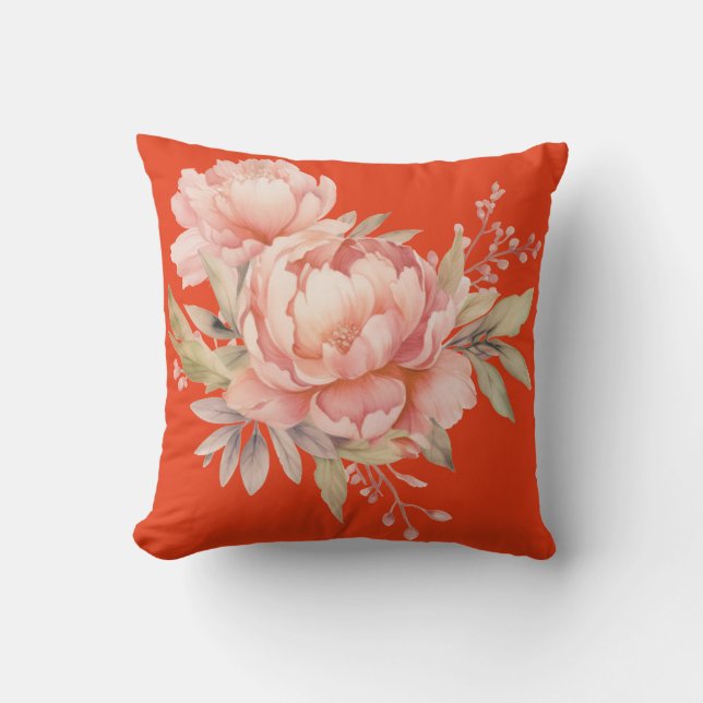 Levendig roze Wildflower Sierkussen (Voorkant)