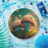 Levendig schattige elven spelen onder paddenstoele papieren bordje (Feest)