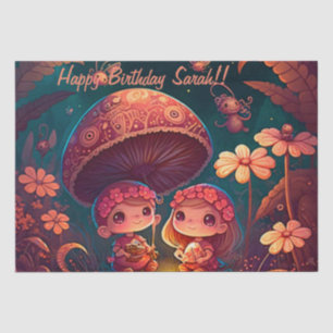 Levendig schattige elven spelen onder paddenstoele tissuepapier