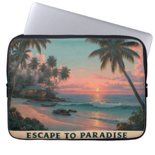 Levendig Schilderachtige Tropische Strand Zonsonde Laptop Sleeve