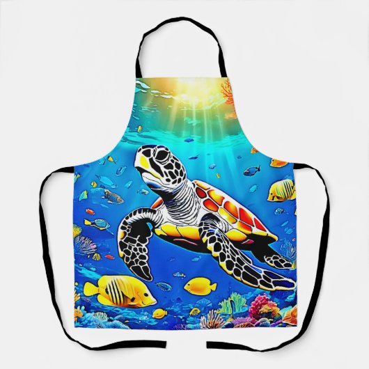 Levendig Schildpad Reef Leven Schort (Voorkant)